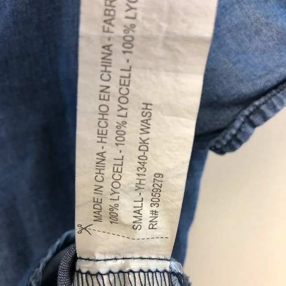 Thread & SUPPLY blue chambray off shoulder top - Picture 6 of 6